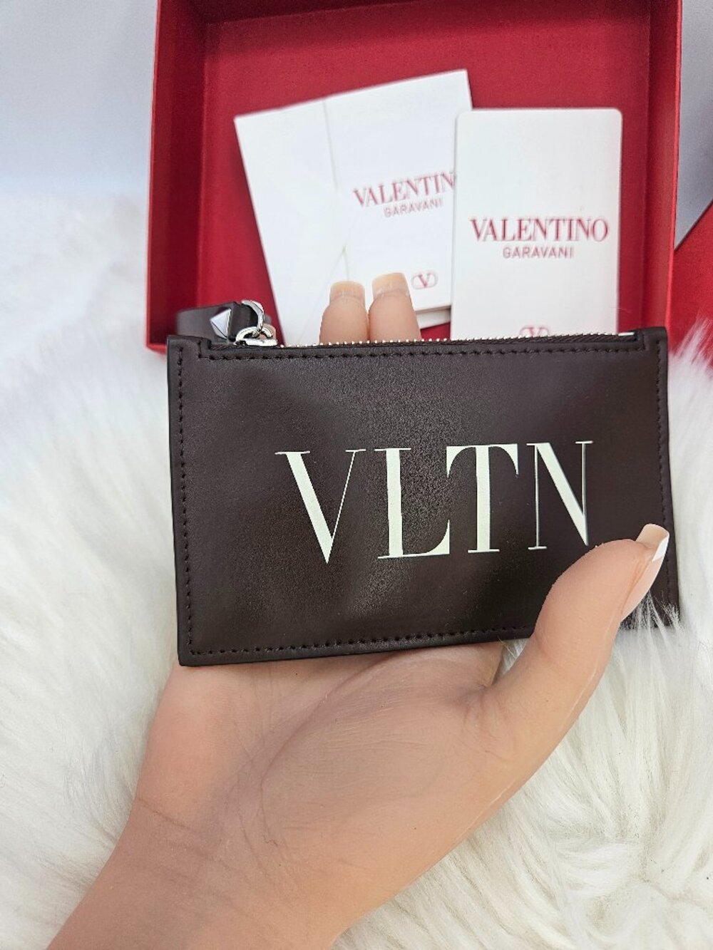 VLTN Brown Leather Pocket-size Cardholder